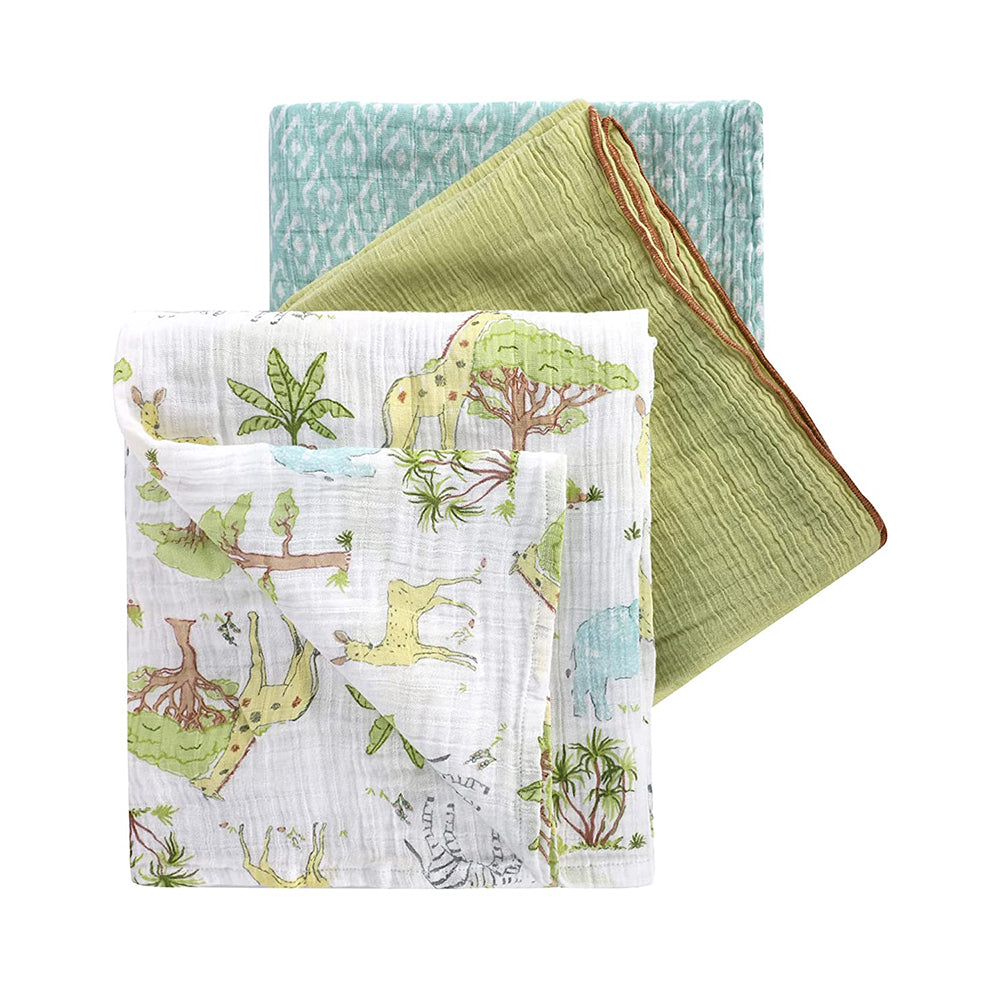 Abracadabra Cotton Muslin Swaddle For Newborns Pack of 3 (Savanna) - Green