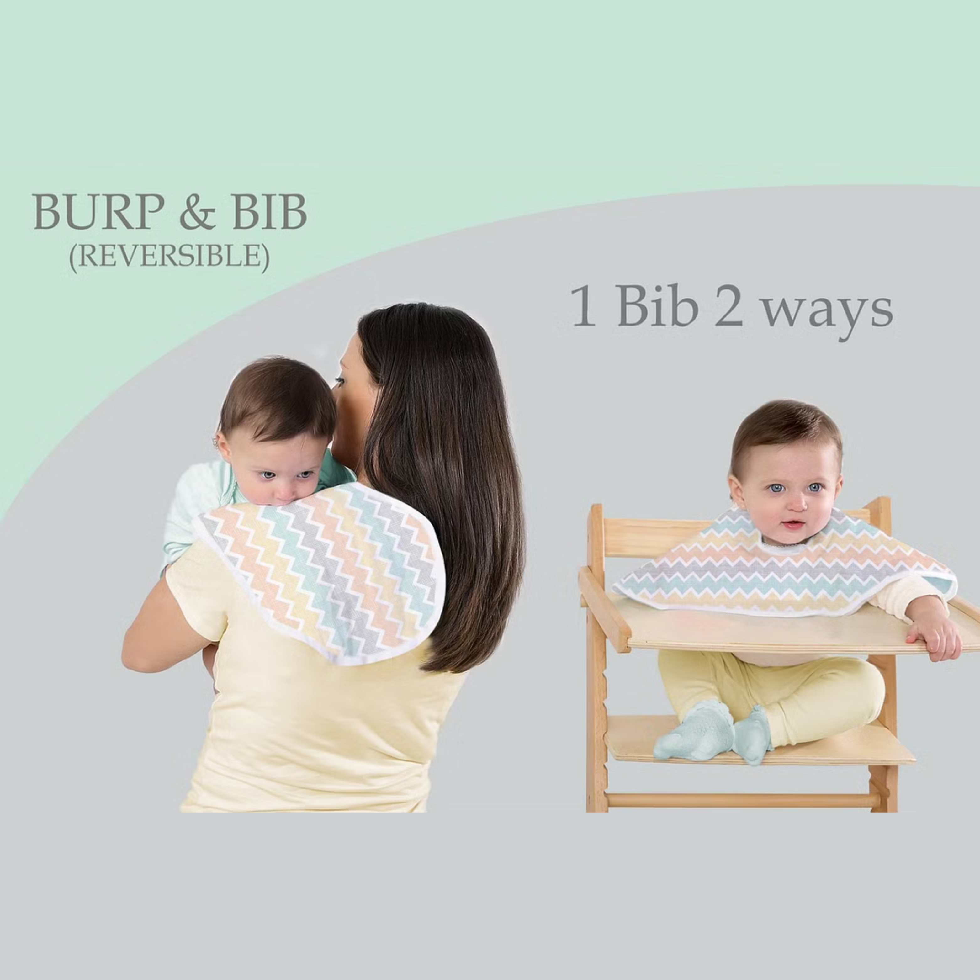 Abracadabra 2 in 1 Reversible Bib & Burp Pad - Sleepy Friends