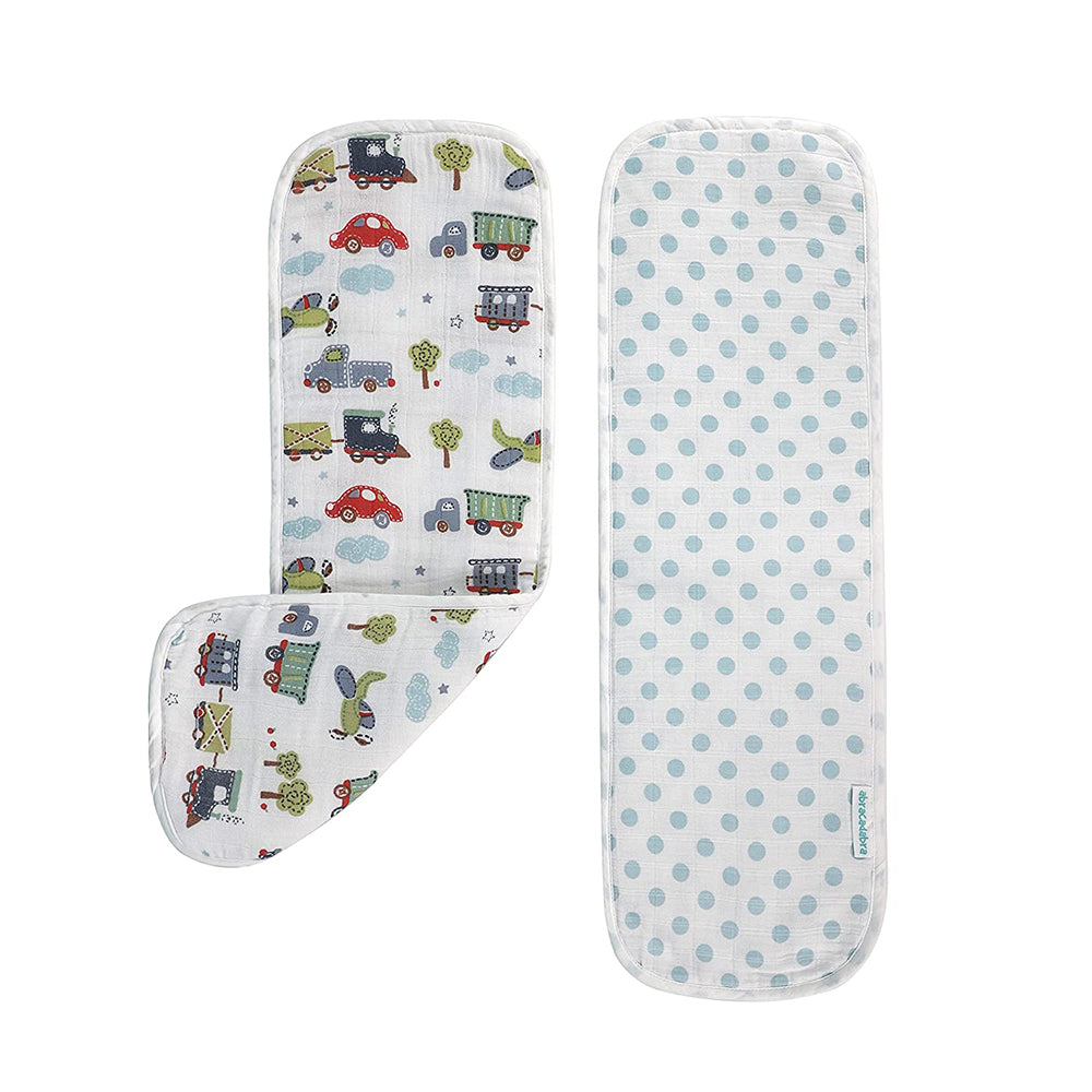 Abracadabra Muslin Burp Pad Set Of 2 (Transport) -Blue