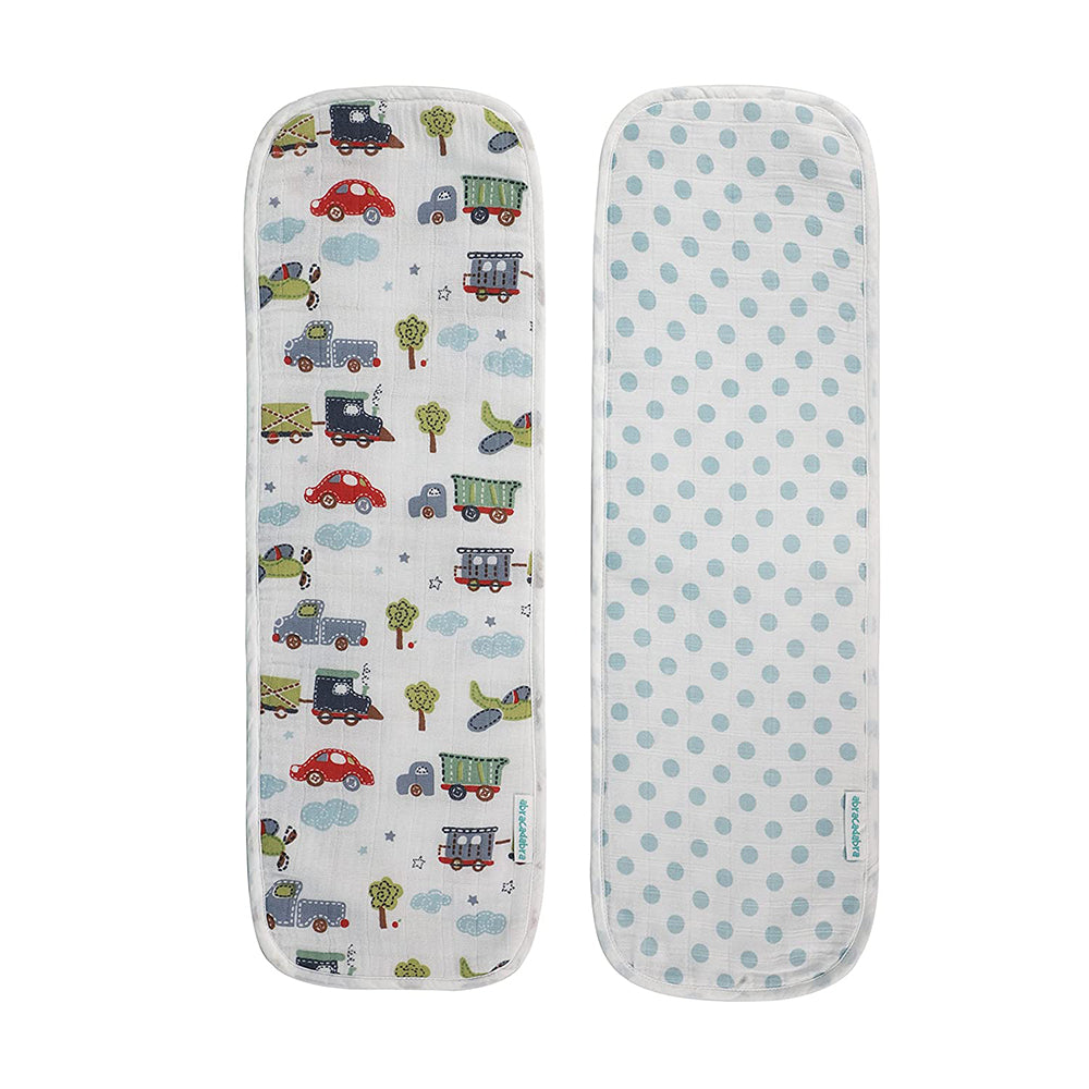 Abracadabra Muslin Burp Pad Set Of 2 (Transport) -Blue