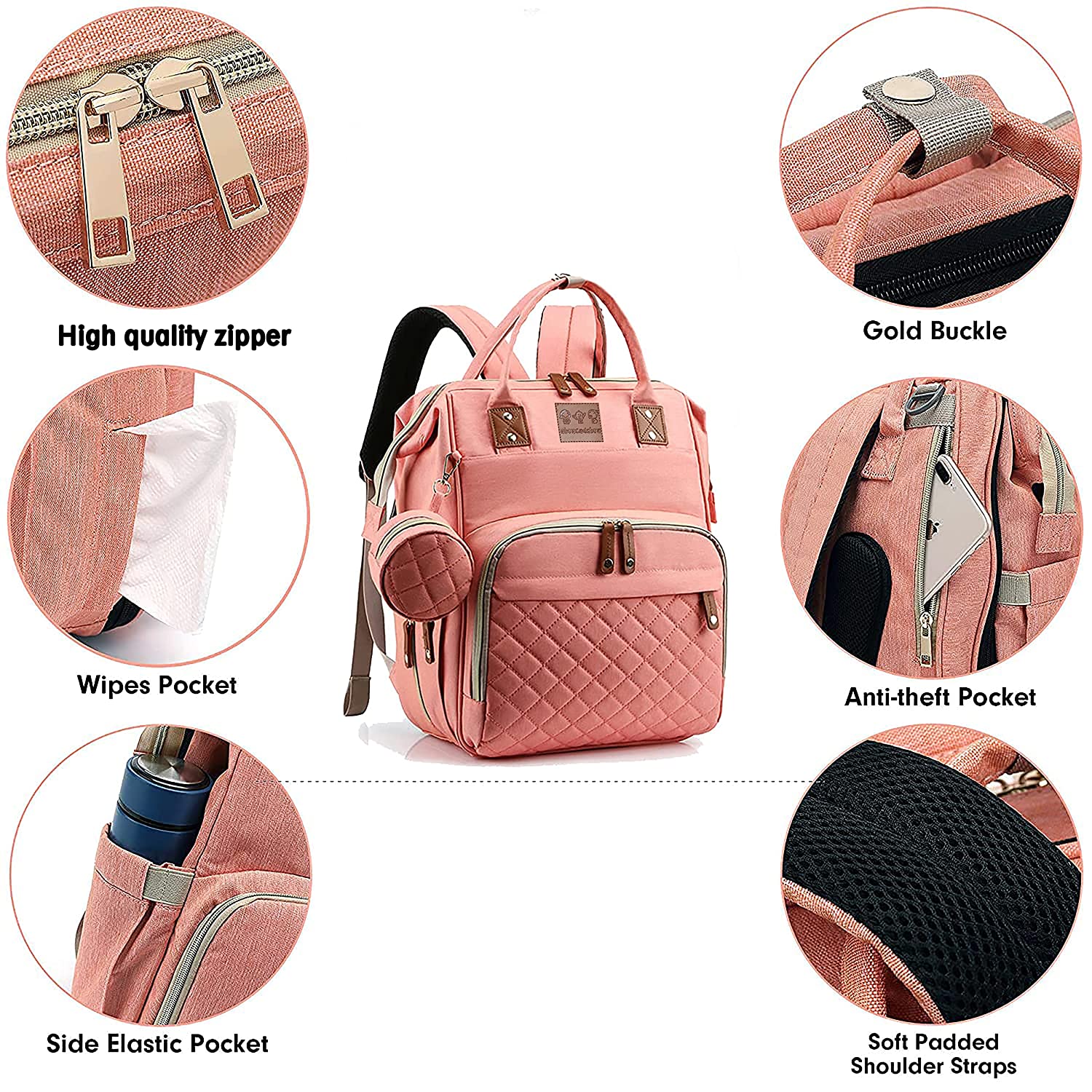 Abracadabra Diaper Bag with Changing Station - Pink