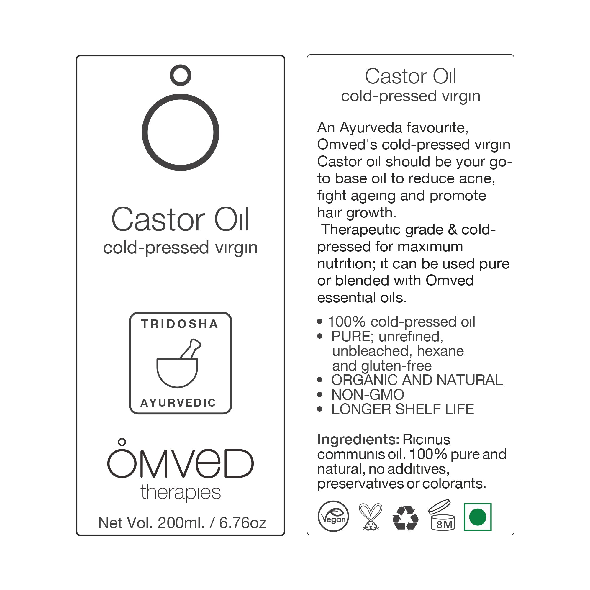 Castor Oil Cold-Pressed Virgin 200ml