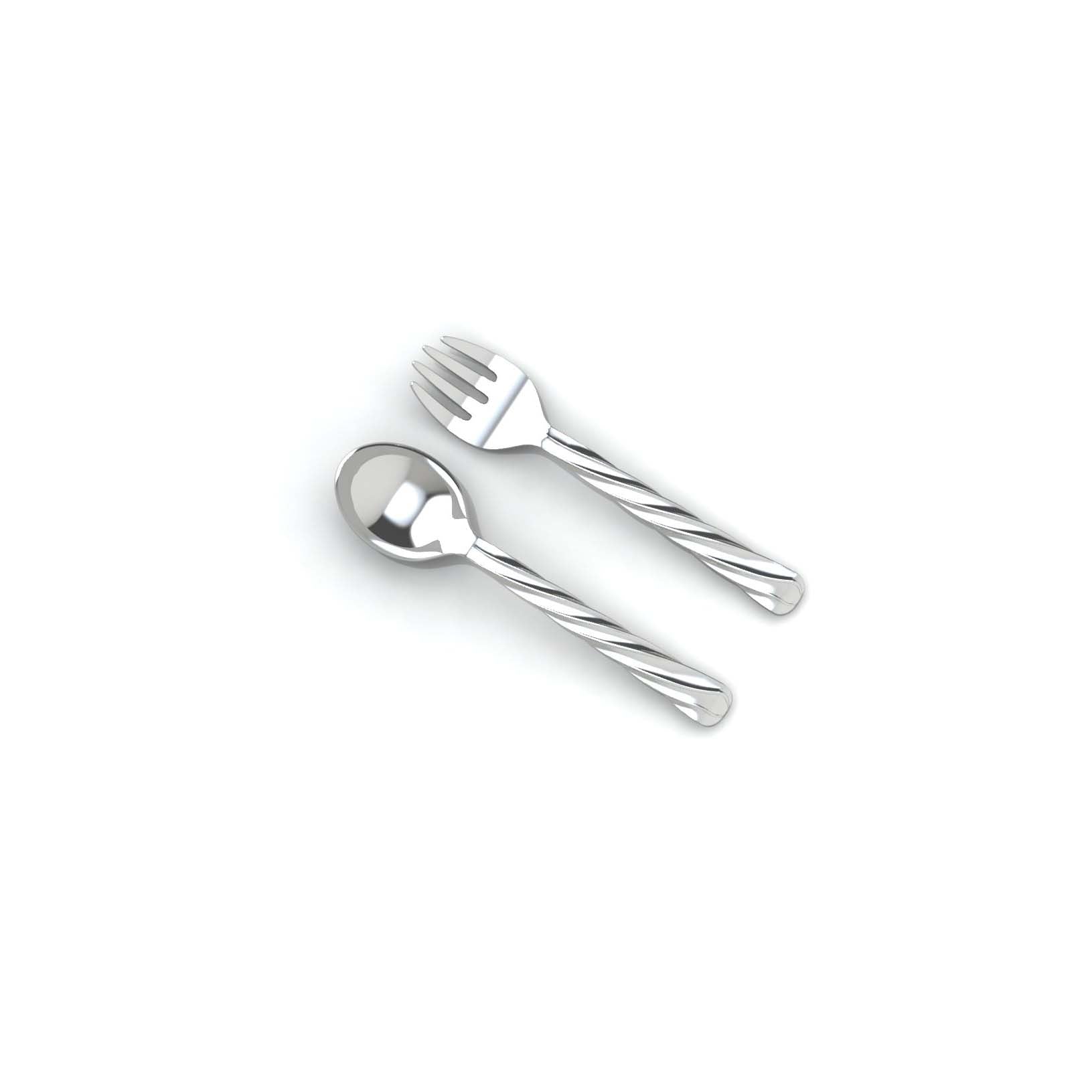 Silver Plated Twisted Spoon & Fork Set