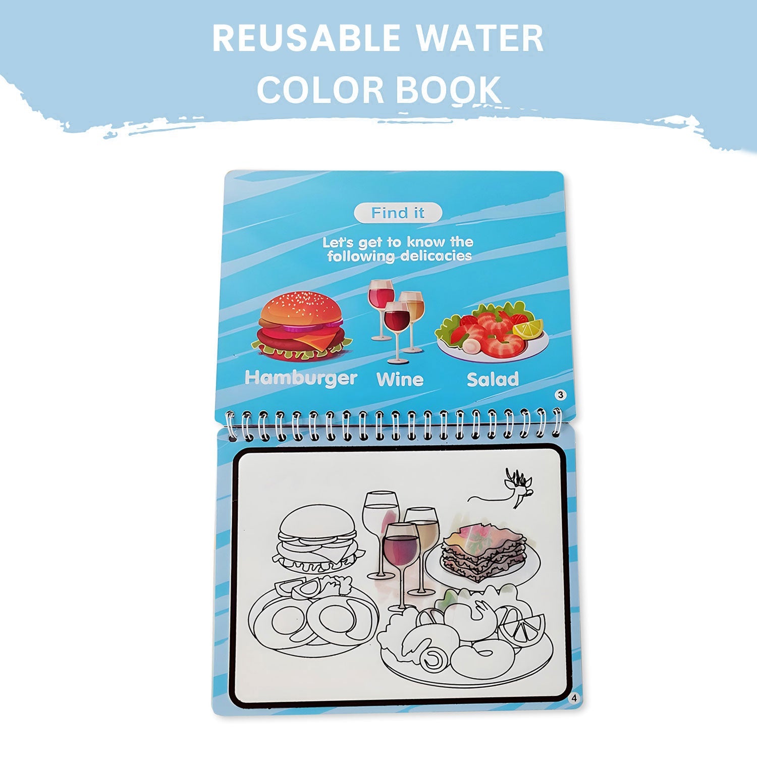 Baby Moo Fantastic Food Reusable Magic Water Colouring Book - Blue