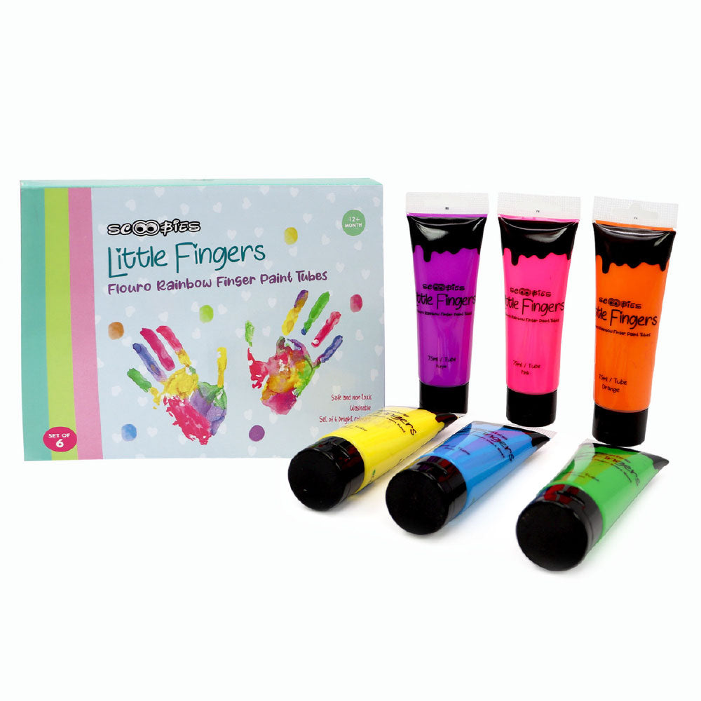Little Fingers Flouro Rainbow Finger Paint Tubes(Set Of 6)