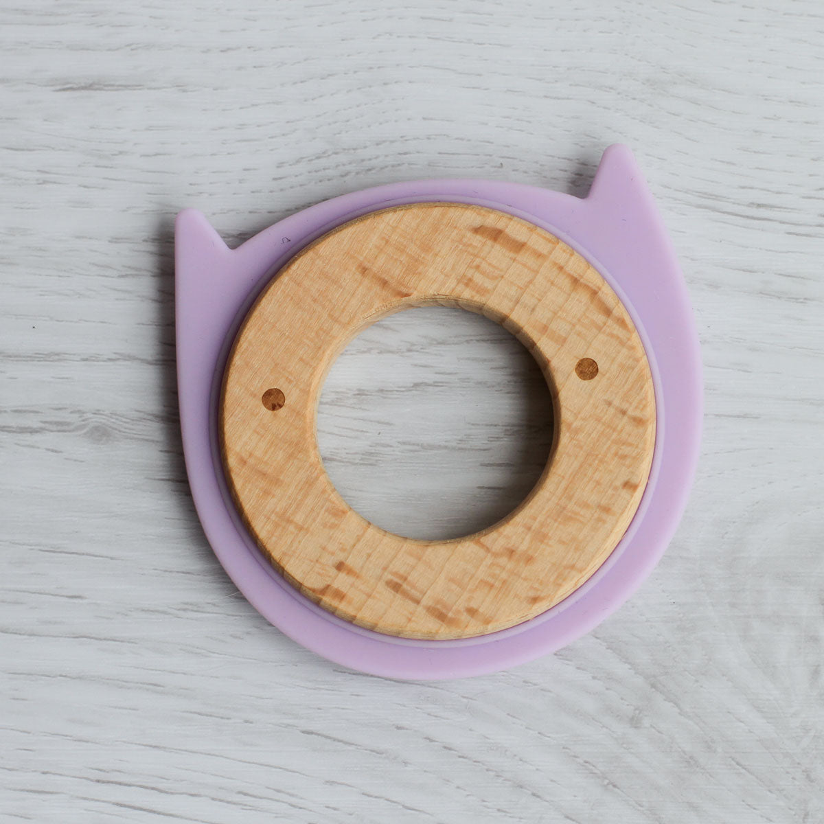 Wood + Silicone Disc Teether Toy - Purple