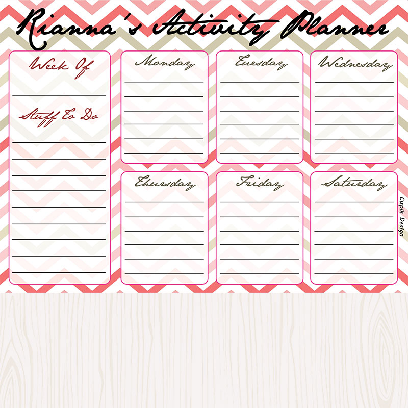 Activity Planner - Peach Chevron, Set of 50