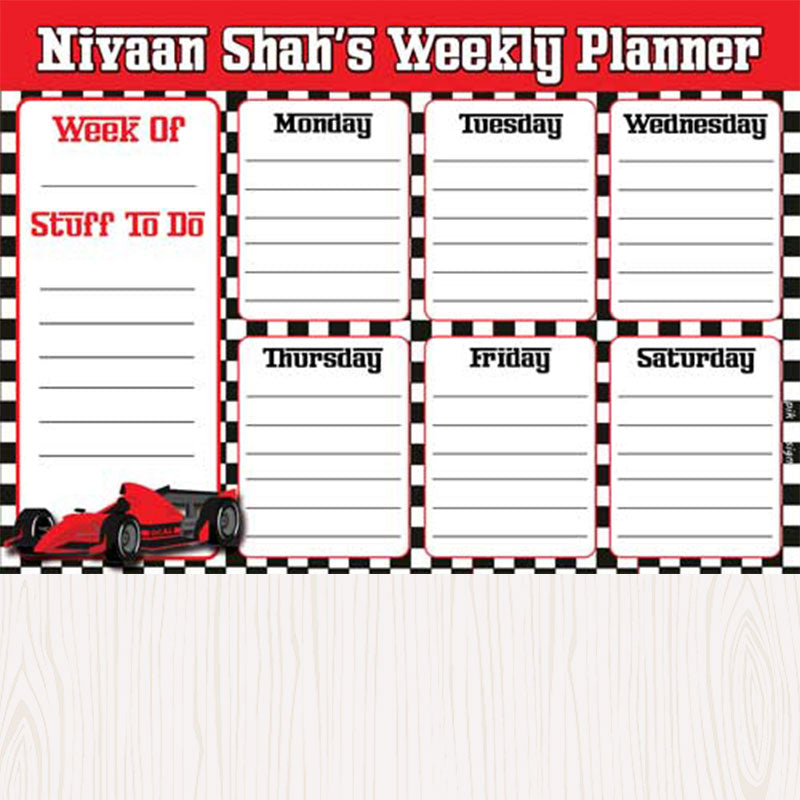 Personalised Activity Planner - Racecar, Set of 50