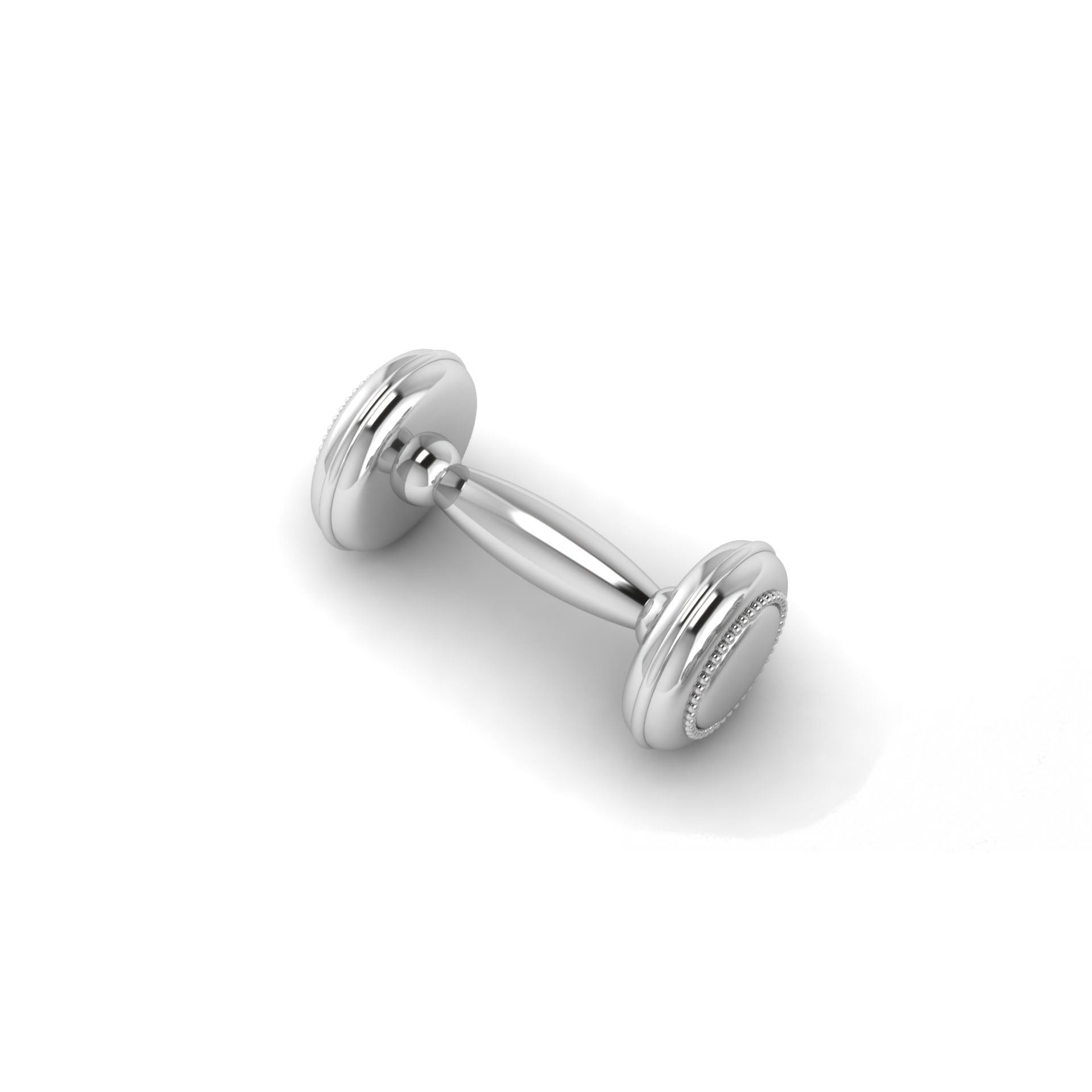 Sterling Silver Rattle - Beaded Dumbbell