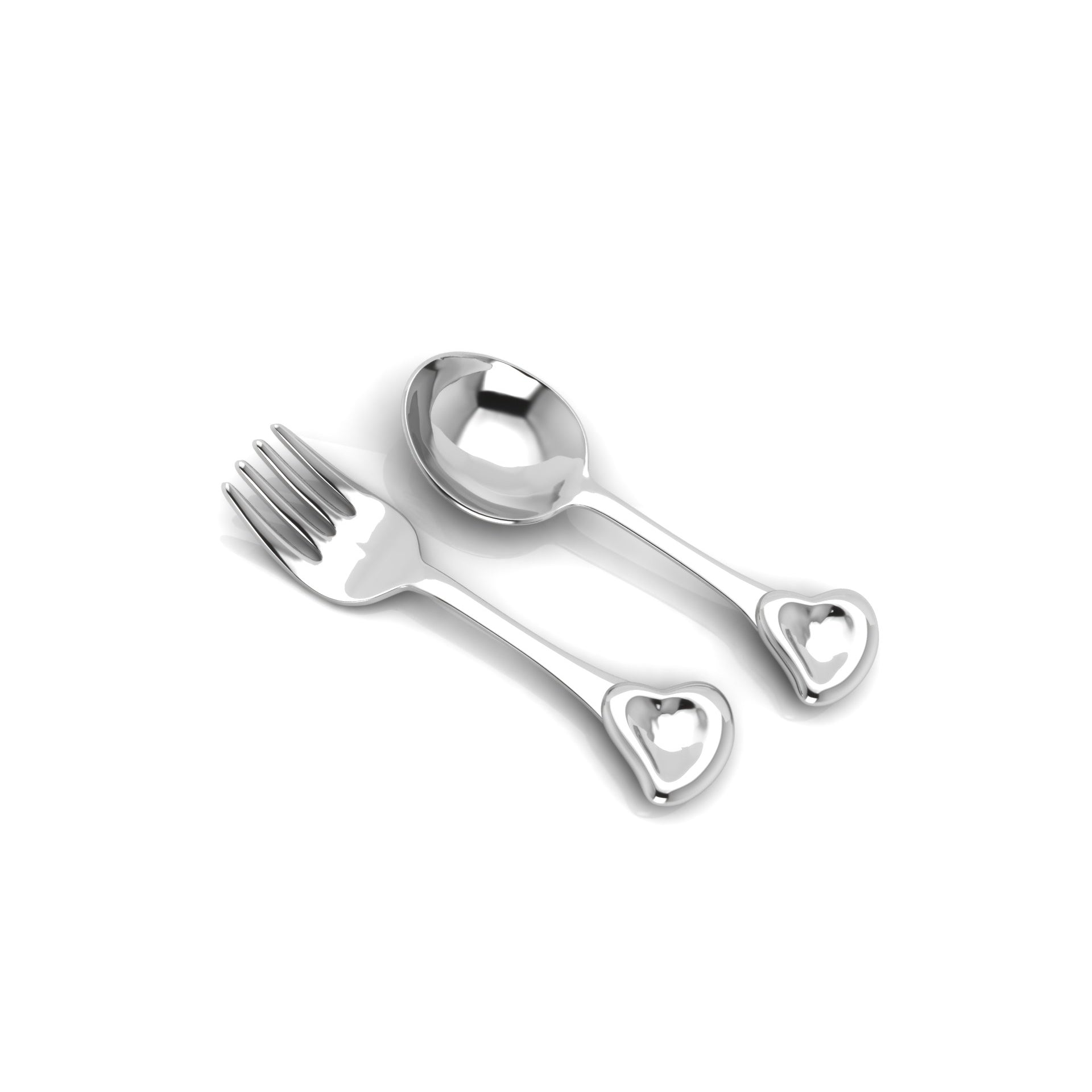 Sterling Silver Spoon/Fork Set - Heart