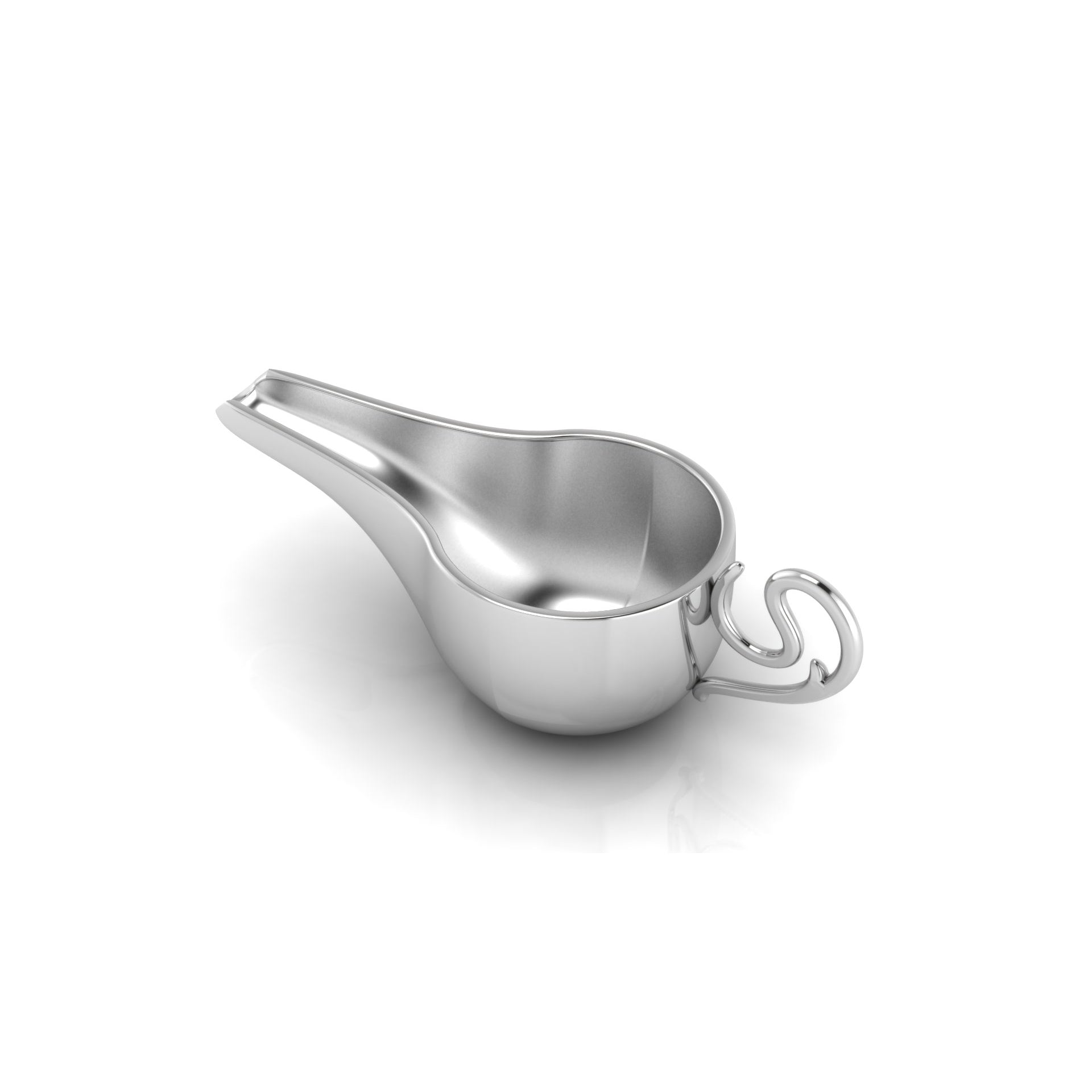 Sterling Silver Round Medicine Porringer With Curve Handle