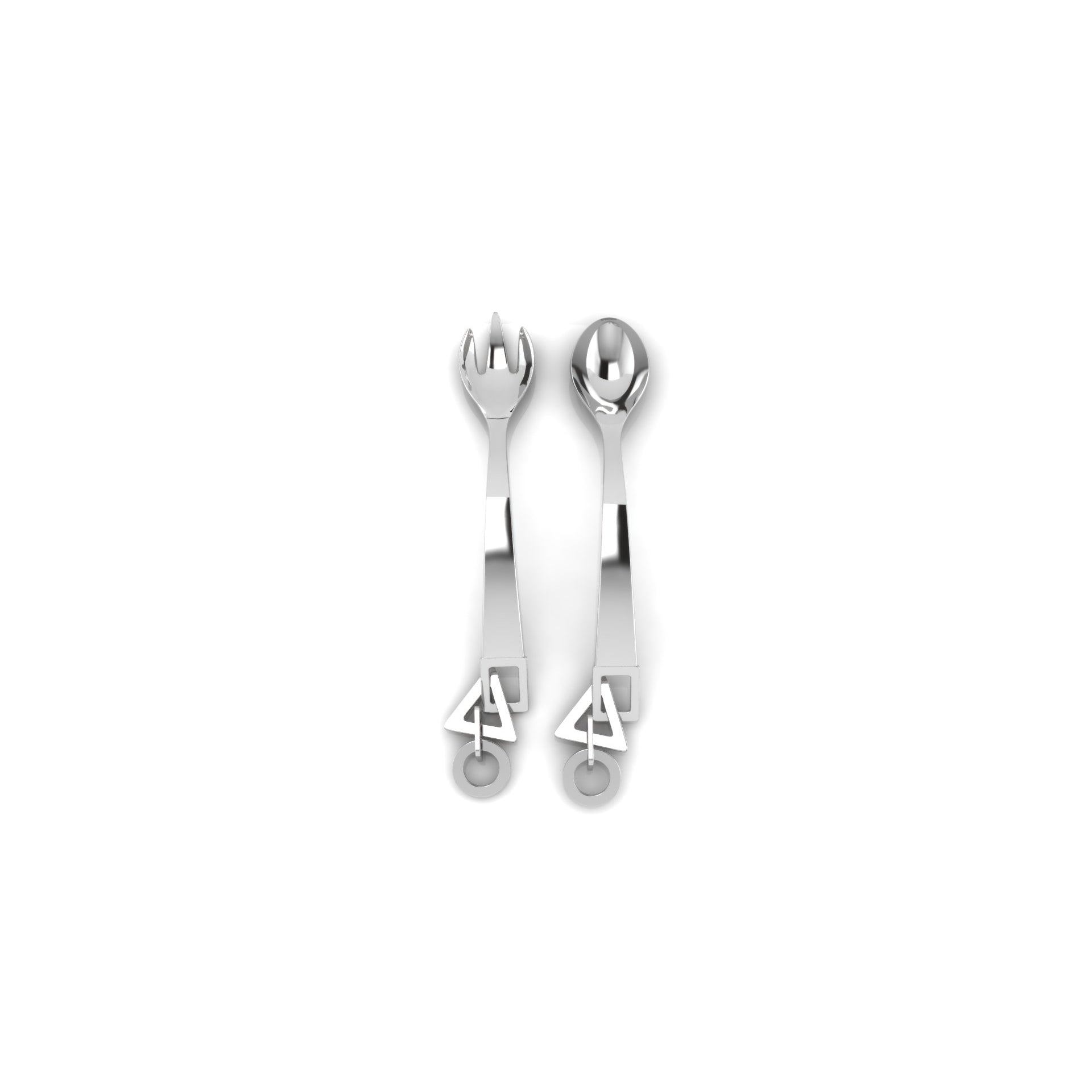 Sterling Silver Spoon/Fork Set - Shapes