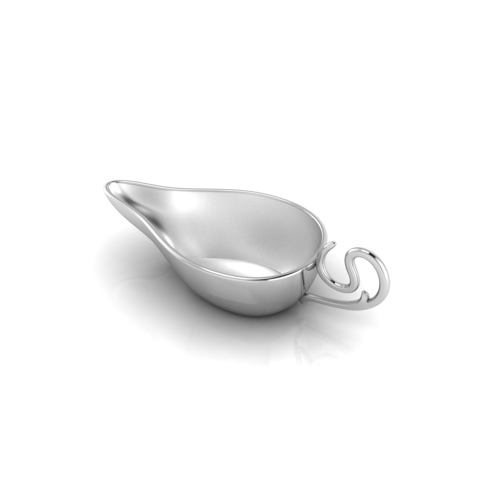 Sterling Silver Flat Medicine Porringer With Curve Handle