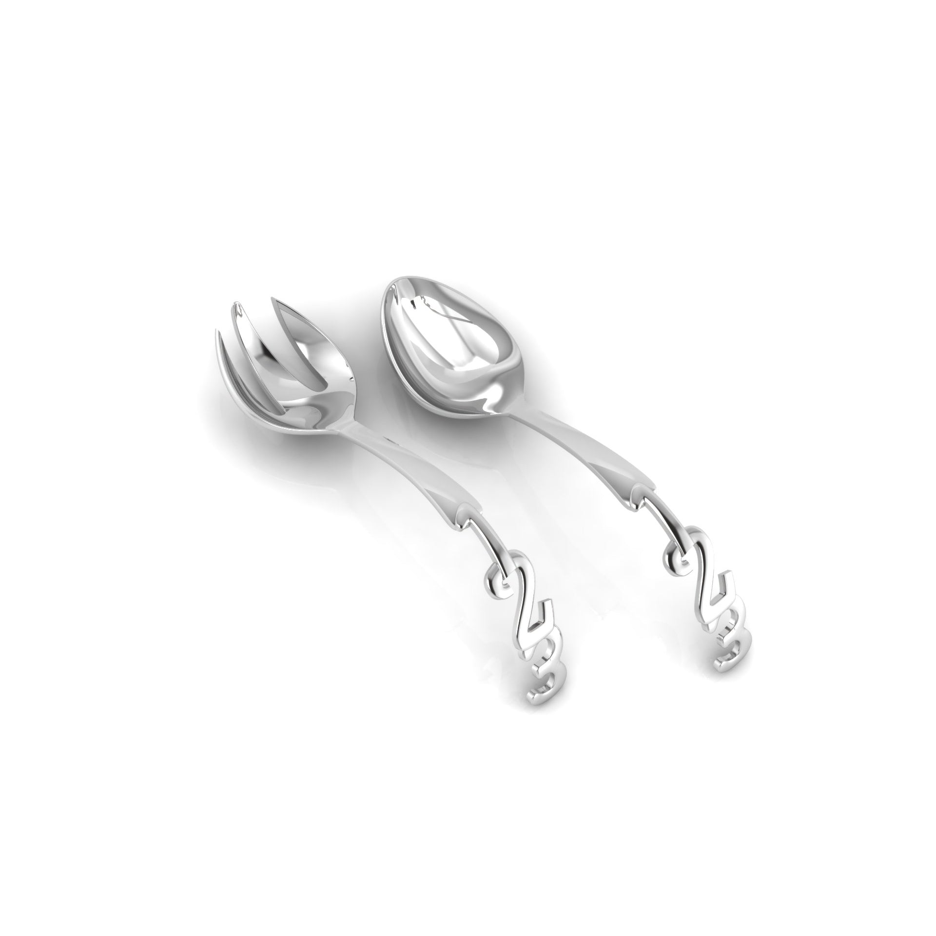 Sterling Silver Feeding Spoon & Fork Set - 123