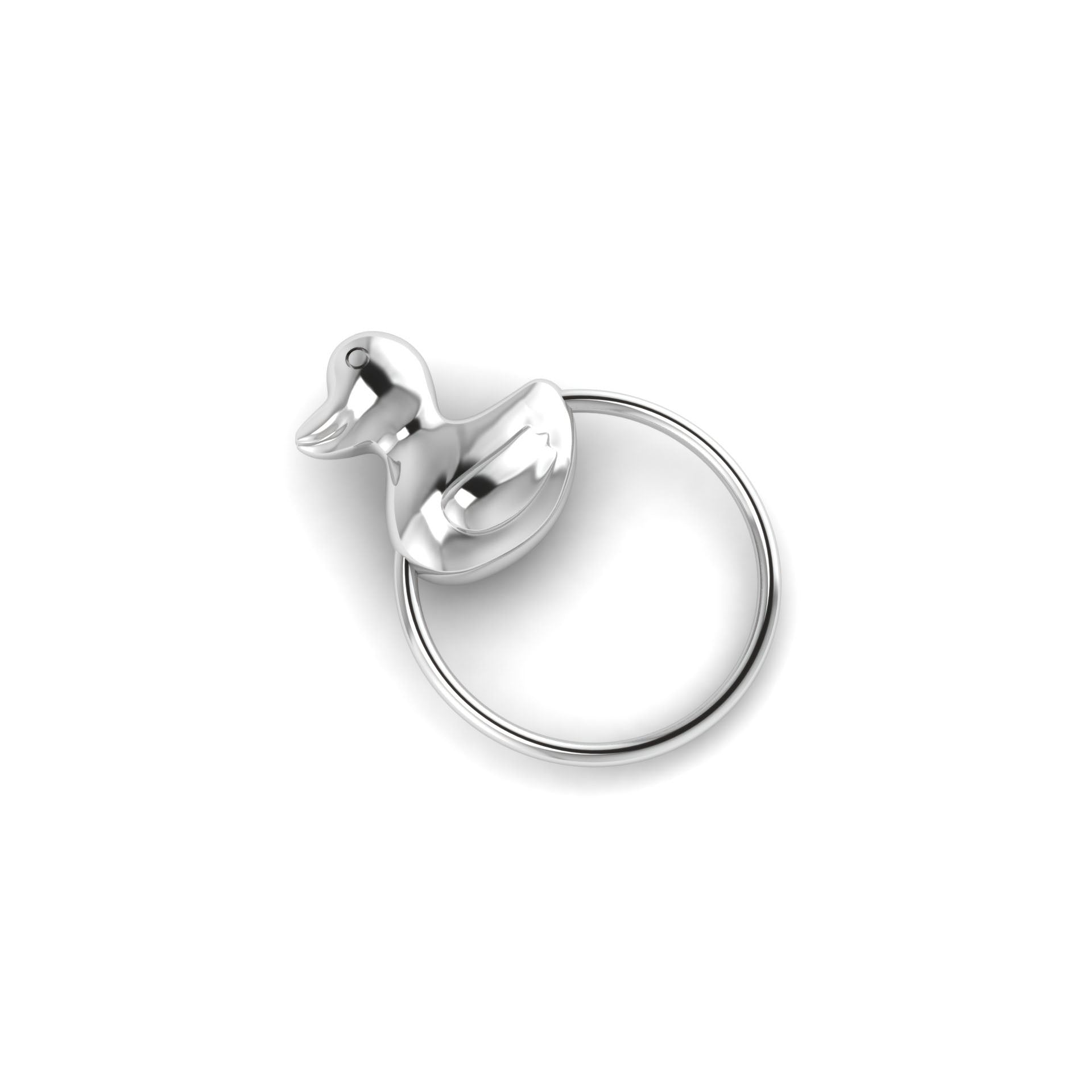 Sterling Silver Rattle & Teether - Duck Ring