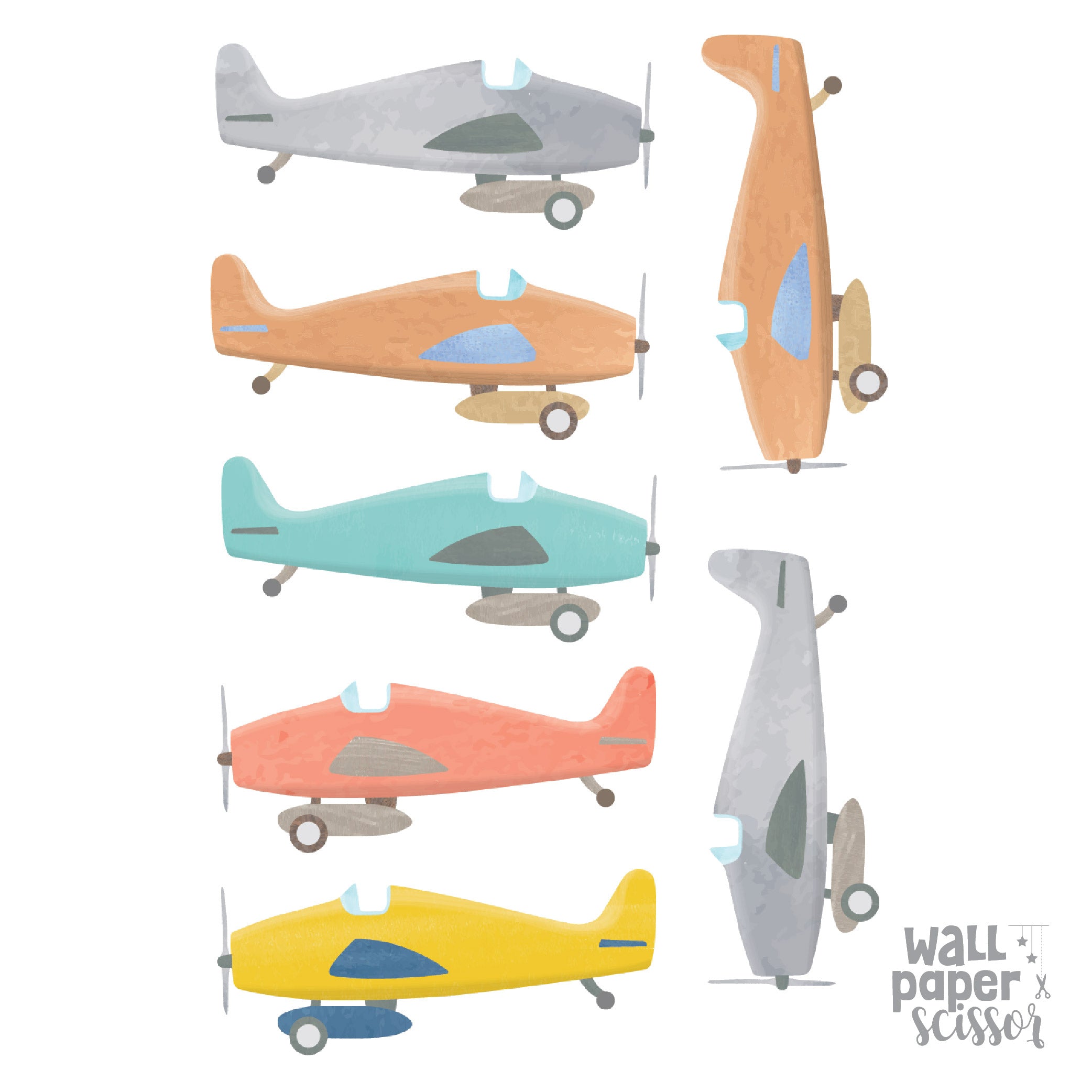 Watercolour Air Traffic Wall Stickers