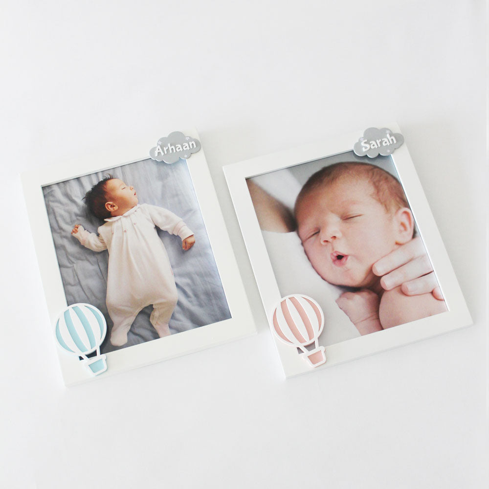 Hot Air Balloon Theme Personalized Name Frame - Blue