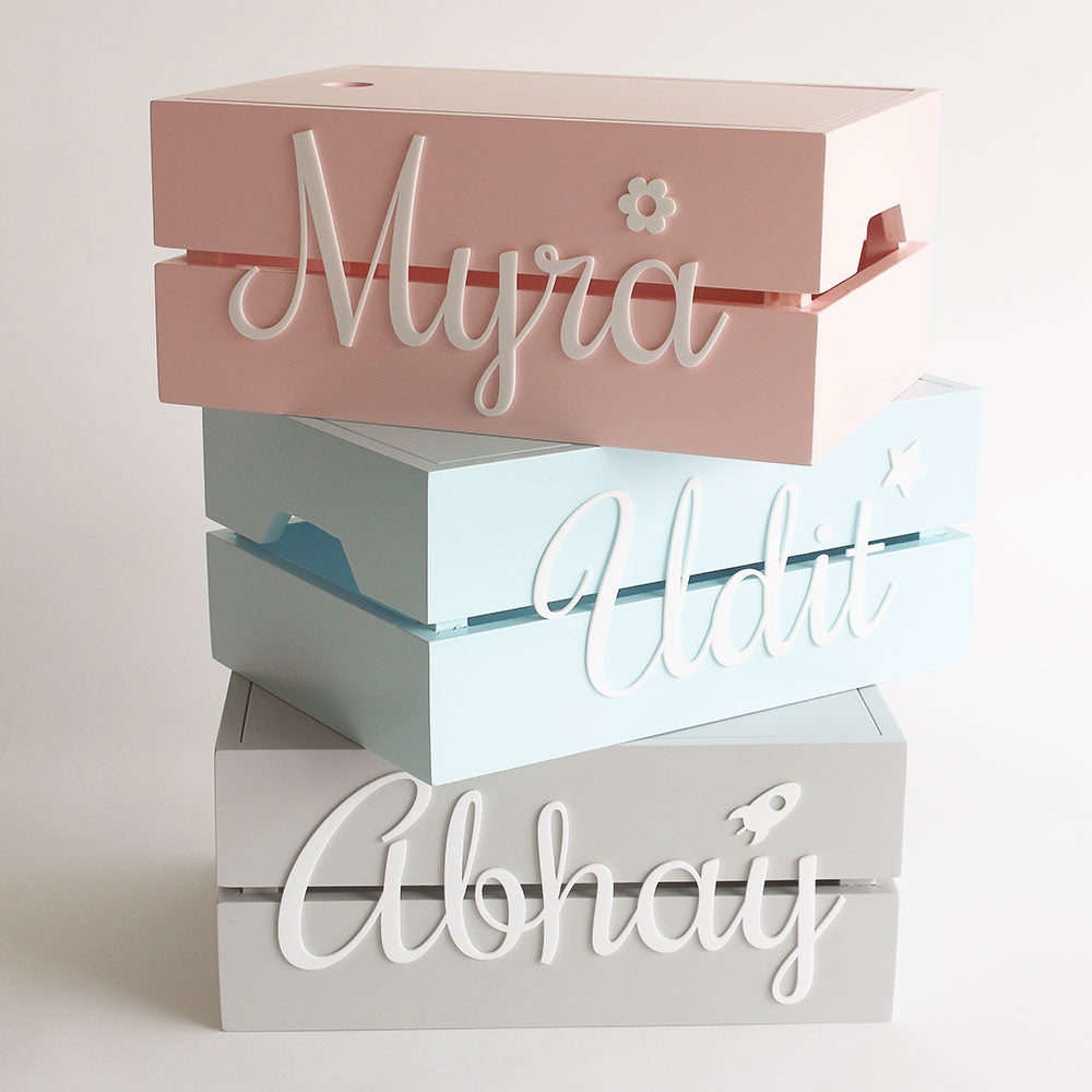 Personalised Name Box, Grey