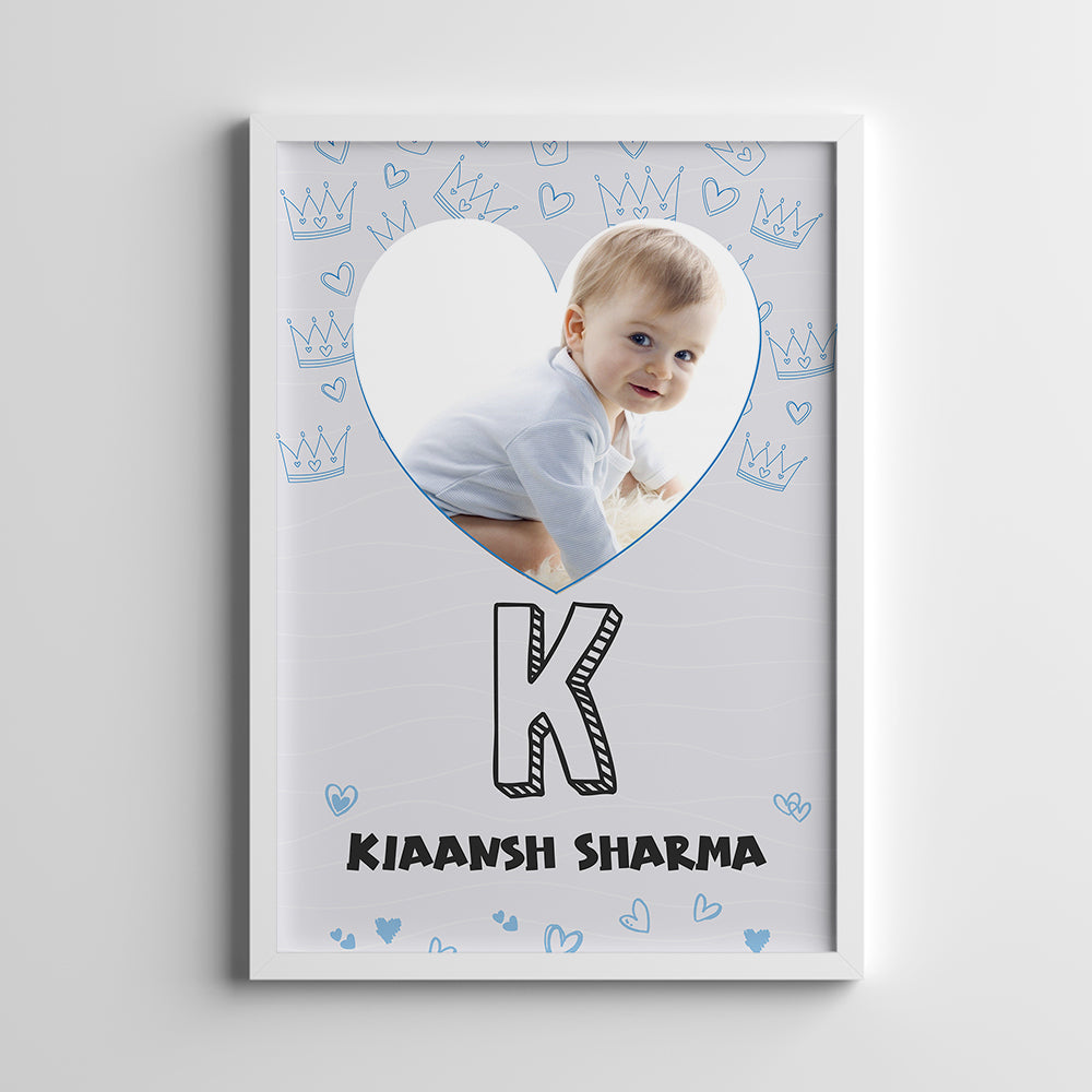 Personalised Return Gift Collection - Blue Hearts (Storage Basket & Wall Frame)