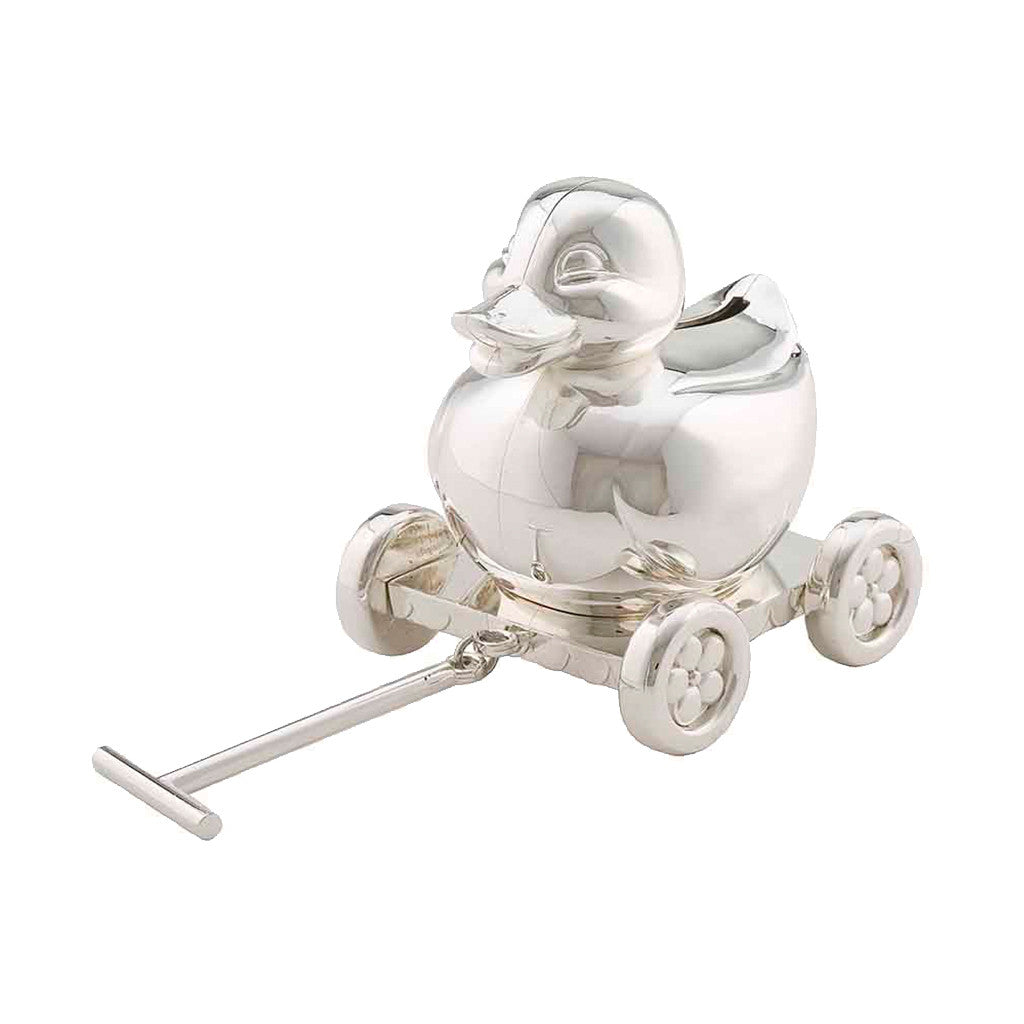 Frazer & Haws 92.5 Silver Plated Money box - Duck W/ Cart