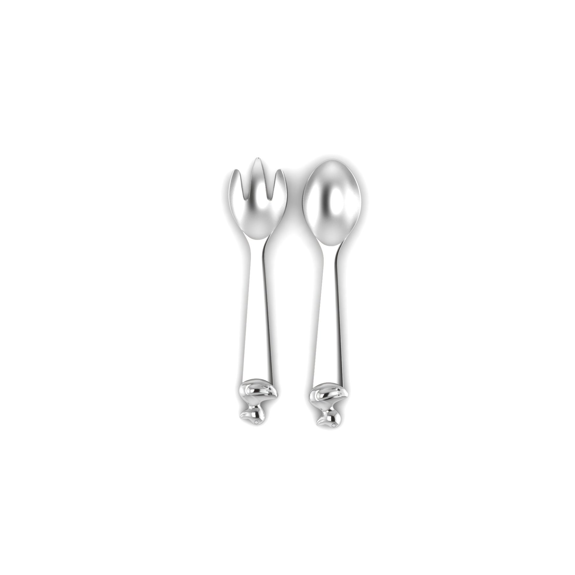 Sterling Silver Spoon/Fork Set - Duck