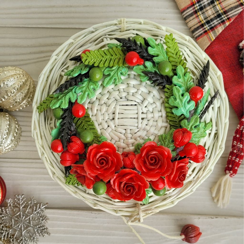 Ivory Rose Cane Basket (Small/ Medium)