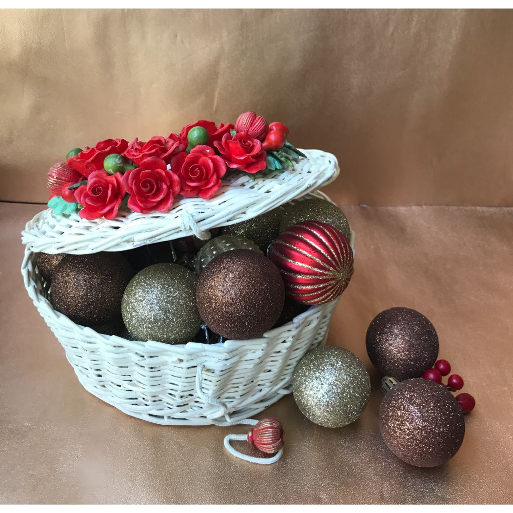 Ivory Rose Cane Basket (Small/ Medium)