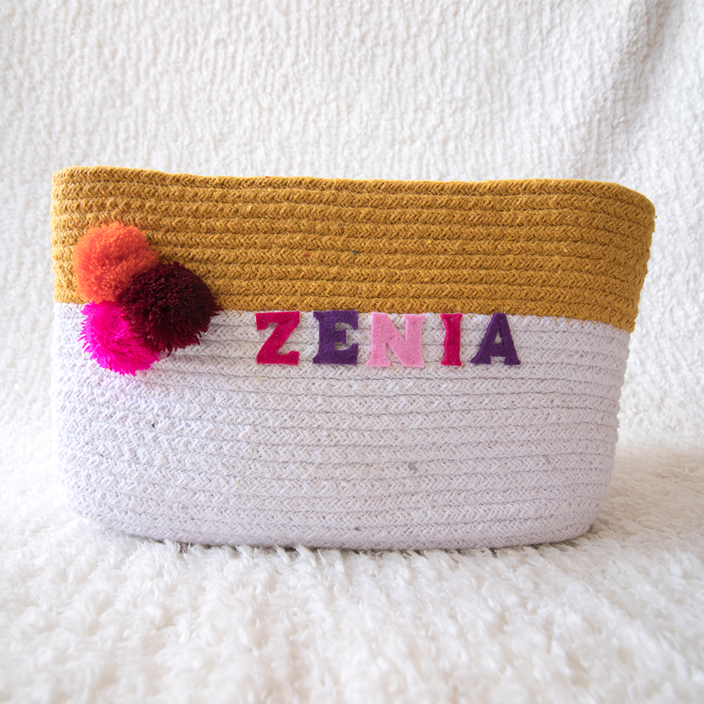 DREAMY YELLOW - PERSONALISED COTTON ROPE BASKETS