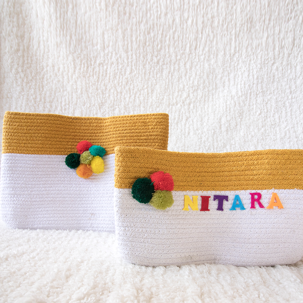 DREAMY YELLOW - PERSONALISED COTTON ROPE BASKETS