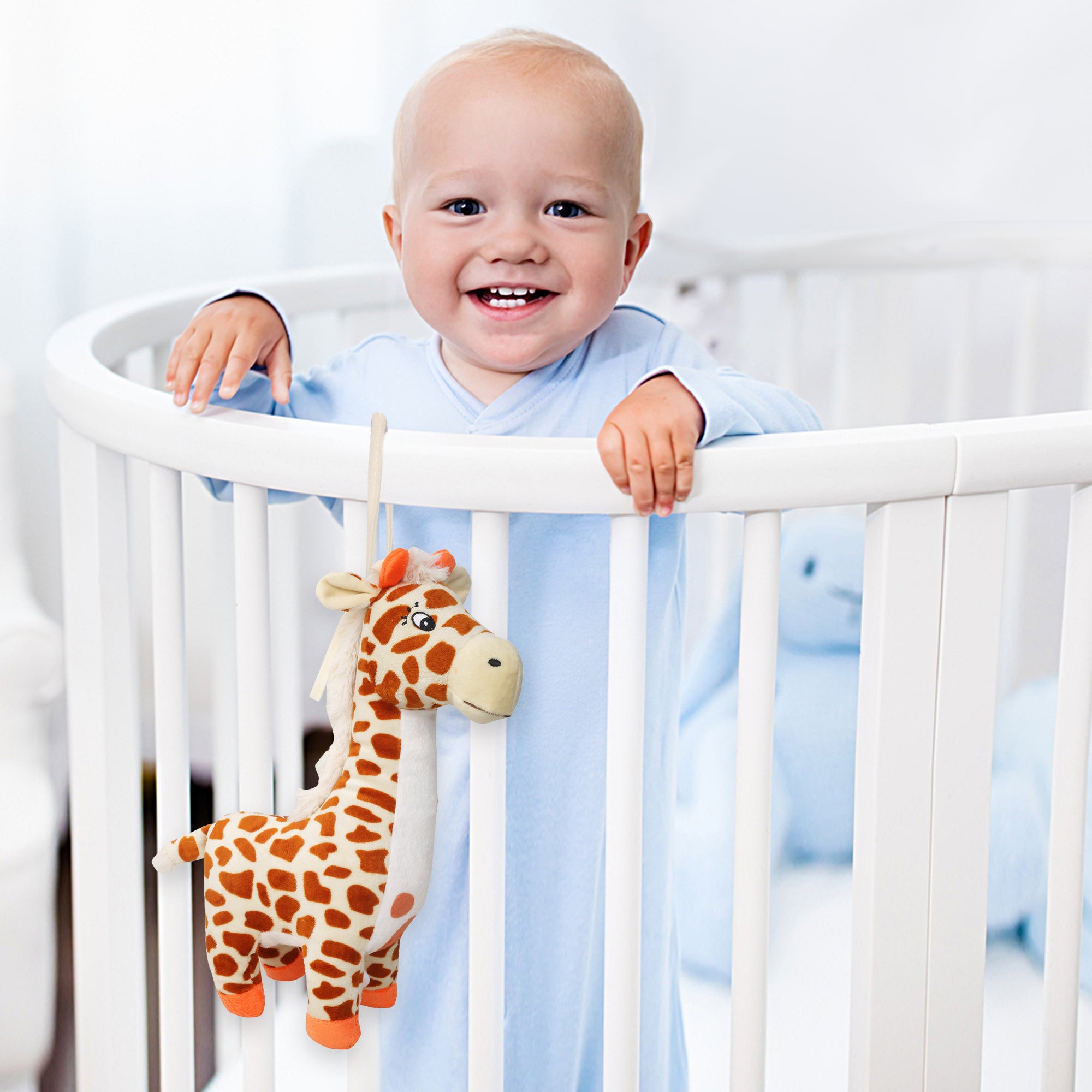 Baby Moo Giraffe Cream And Brown Hanging Pulling Toy