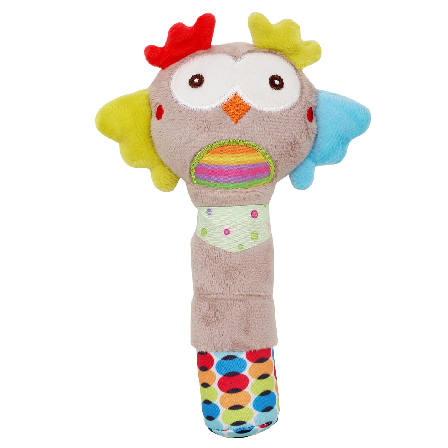 Baby Moo Snoozing Owl Grey Handheld Rattle