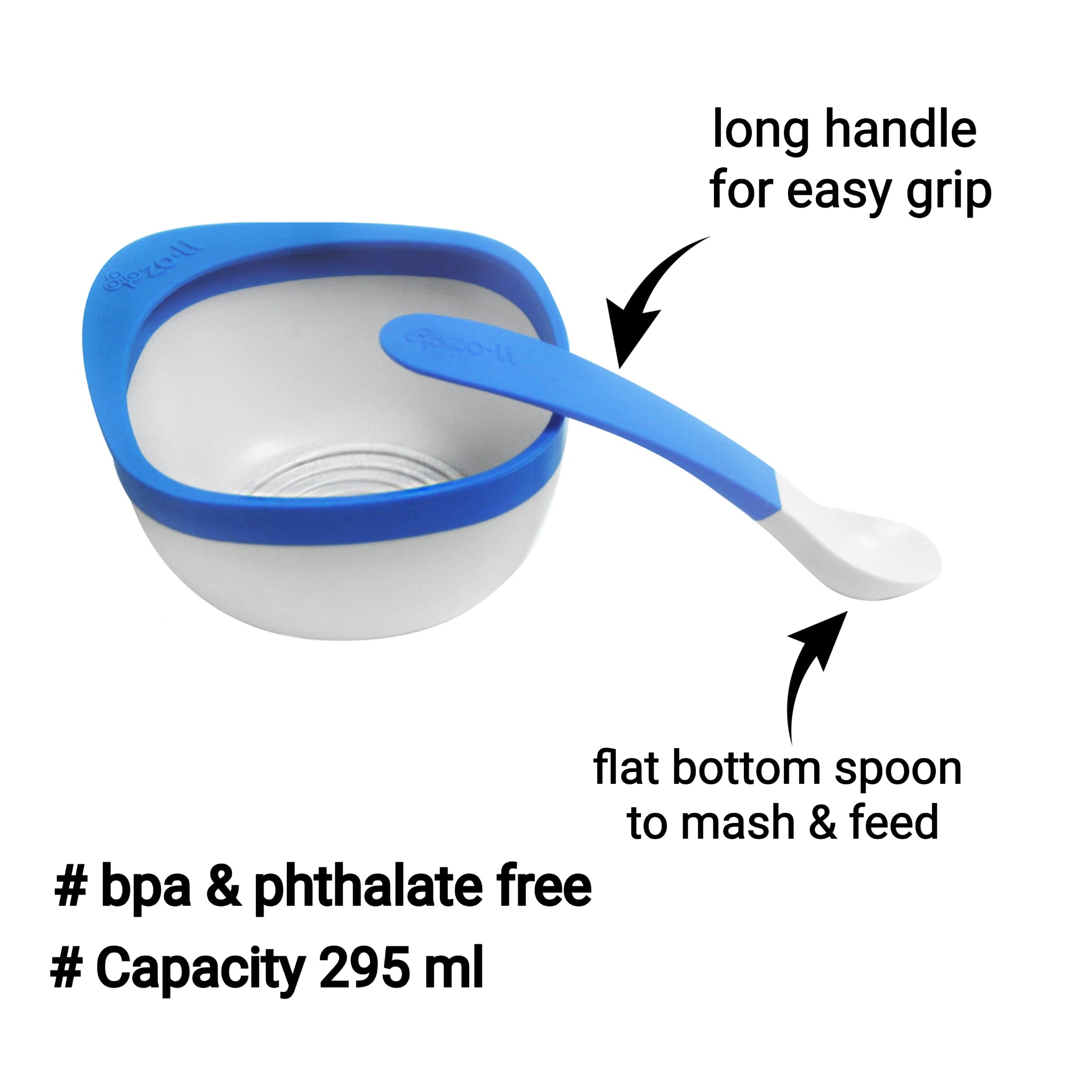 Zoli Mash Bowl and Spoon Kit - Blue