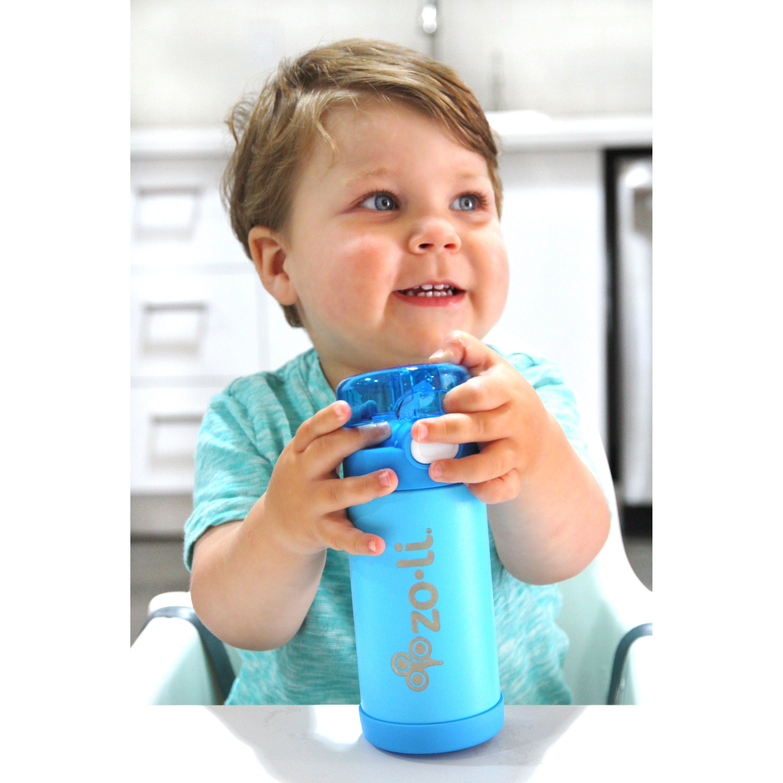 Zoli Pow Squeak Vacuum Insulated Straw Drink Bottle - Blue