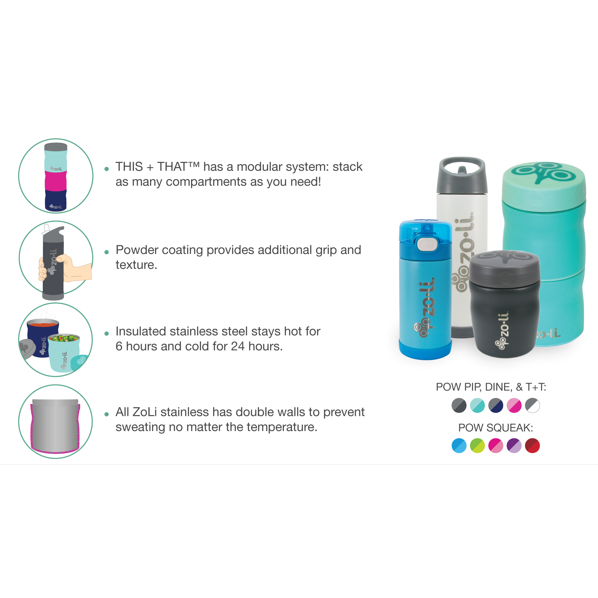 Zoli Pow Squeak Vacuum Insulated Straw Drink Bottle - Blue