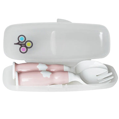 ZoLi Ergonomic Fork & Spoon Set with Travel Case - Blush