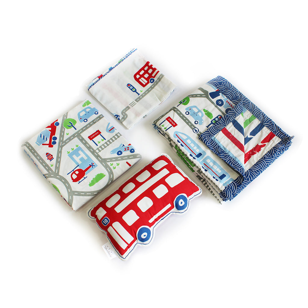 "Bundle of Joy" Busy Street Single Bedsheet Set