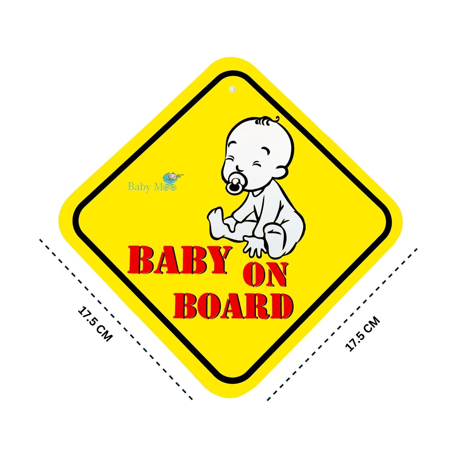 Baby Moo Car Safety Sign Little Baby On Board With Vacuum Suction Cup Clip - Yellow