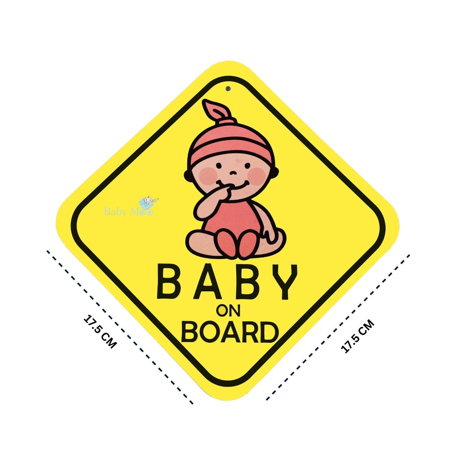 Baby Moo Infant Car Safety Sign Board With Vacuum Suction Cup Clip - Yellow