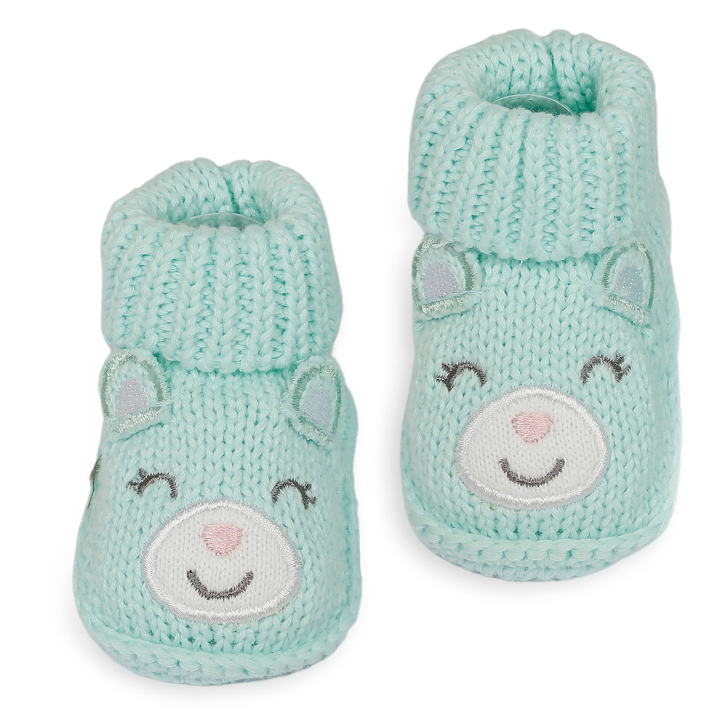 Baby Moo Blushing Newborn Crochet Socks Booties - Mint Green