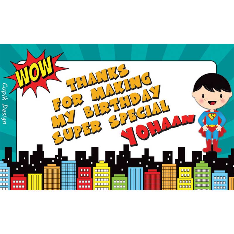 Personalised Superboy 1 Return Gift Labels - Set of 20