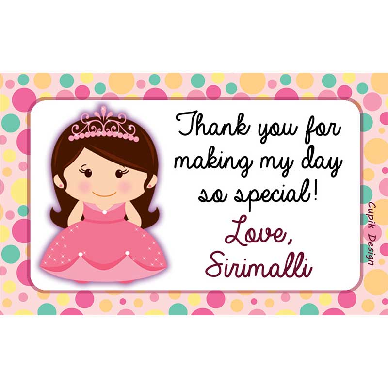 Personalised Pink Princess Return Gift Labels - Set of 20