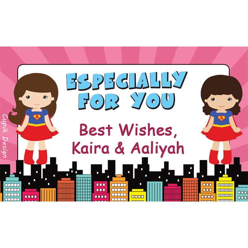 Personalised Supergirl Return Gift Labels - Set of 20