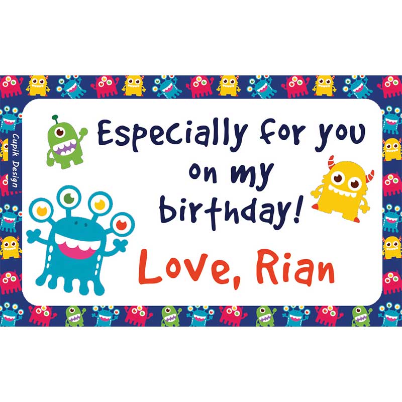 Personalised Monsters Return Gift Labels -Set of 20