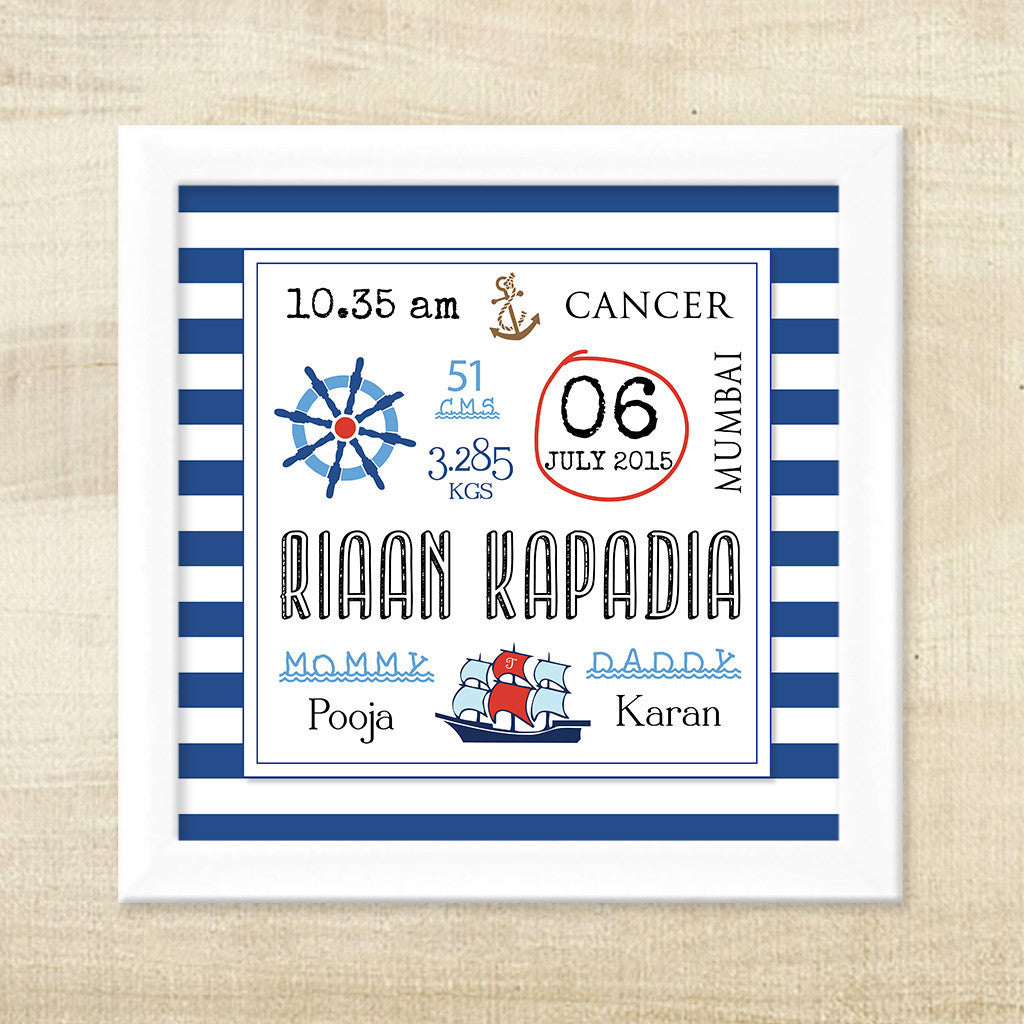 Birth Memory Frame <br> Nautical