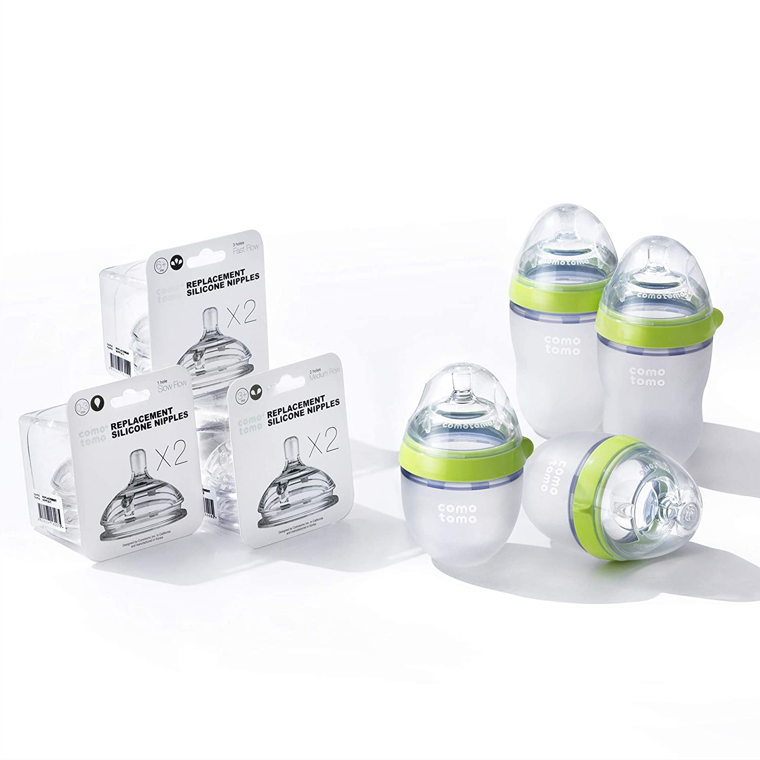 Comotomo Baby Bottle Bundle, Green