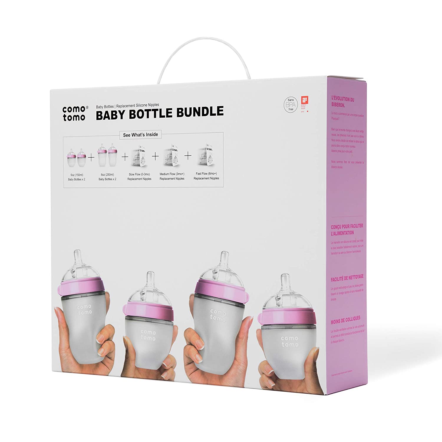 Comotomo Baby Bottle Bundle, Pink