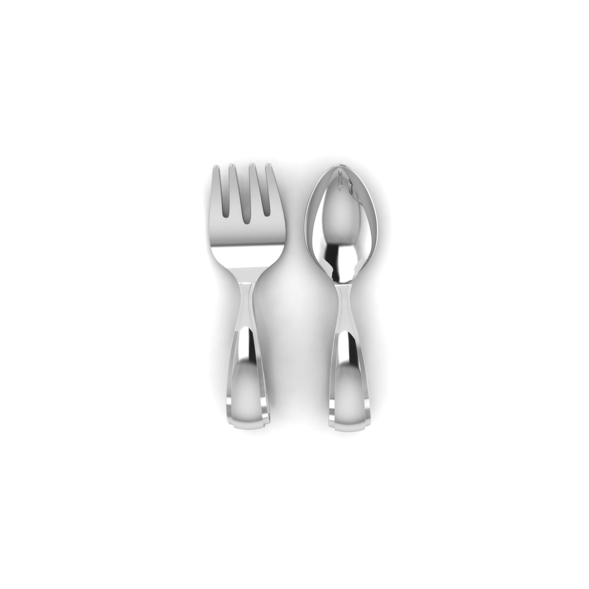 Sterling Silver Feeding Spoon & Fork Set - Loop