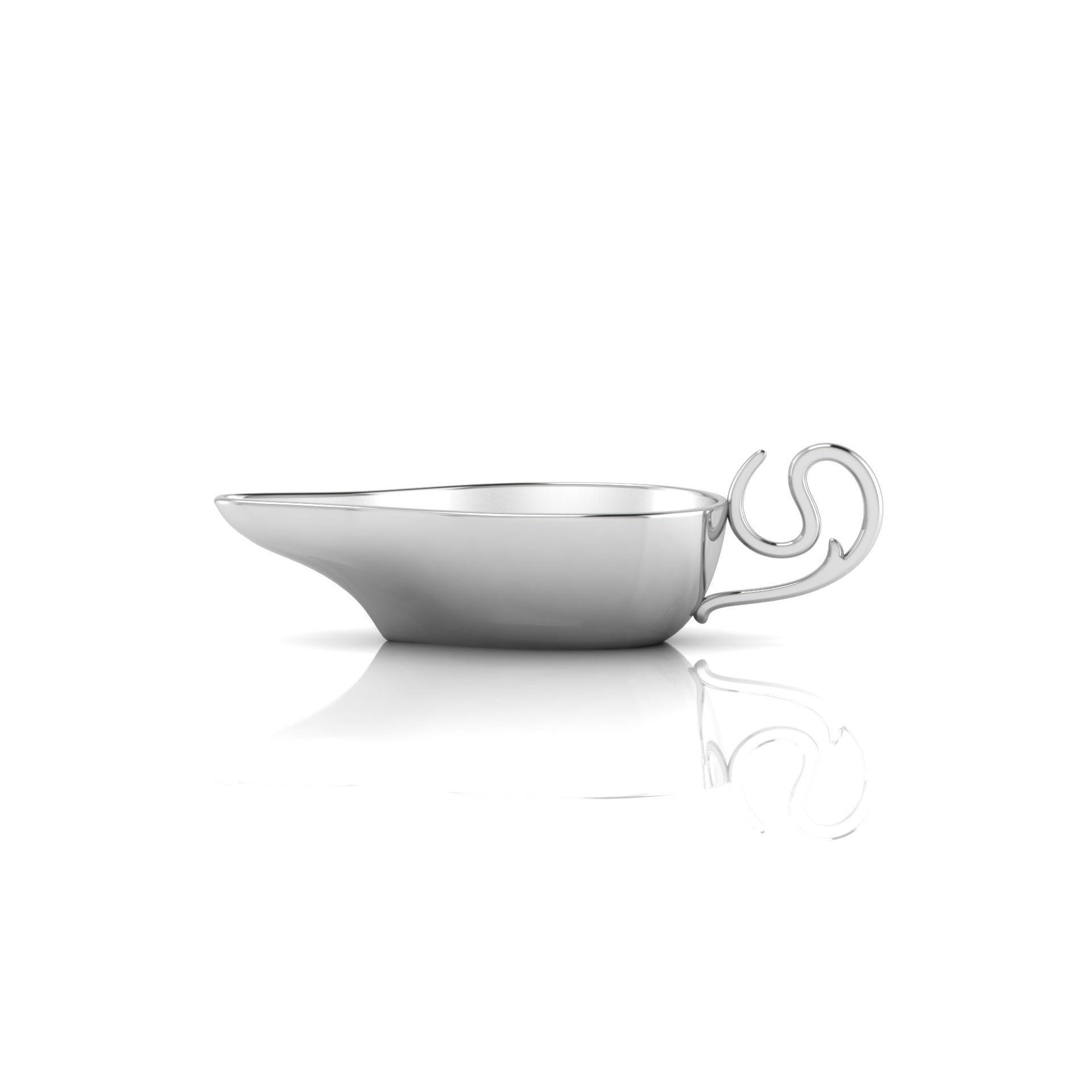 Sterling Silver Flat Medicine Porringer With Curve Handle