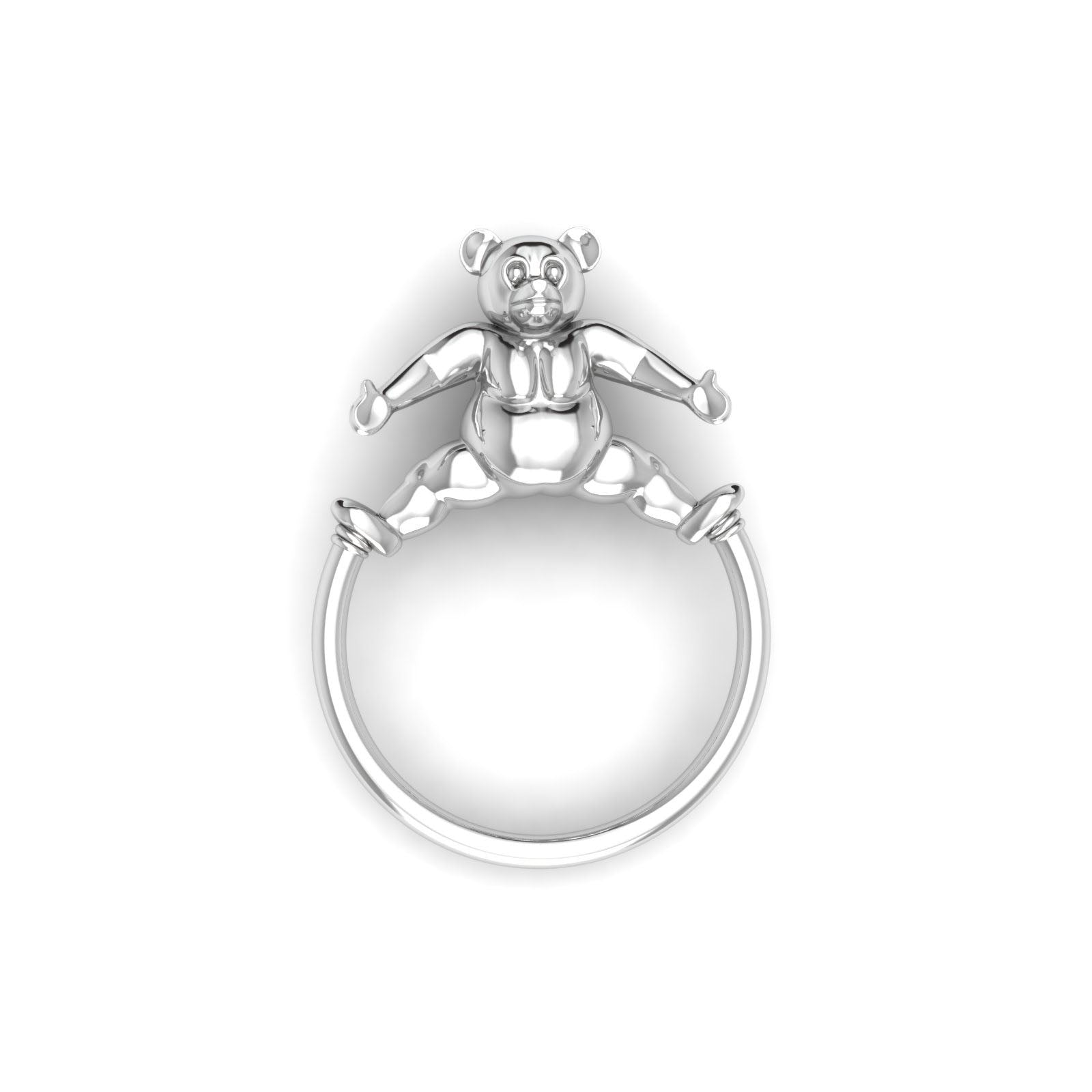 Sterling Silver Rattle & Teether - Teddy Rattle