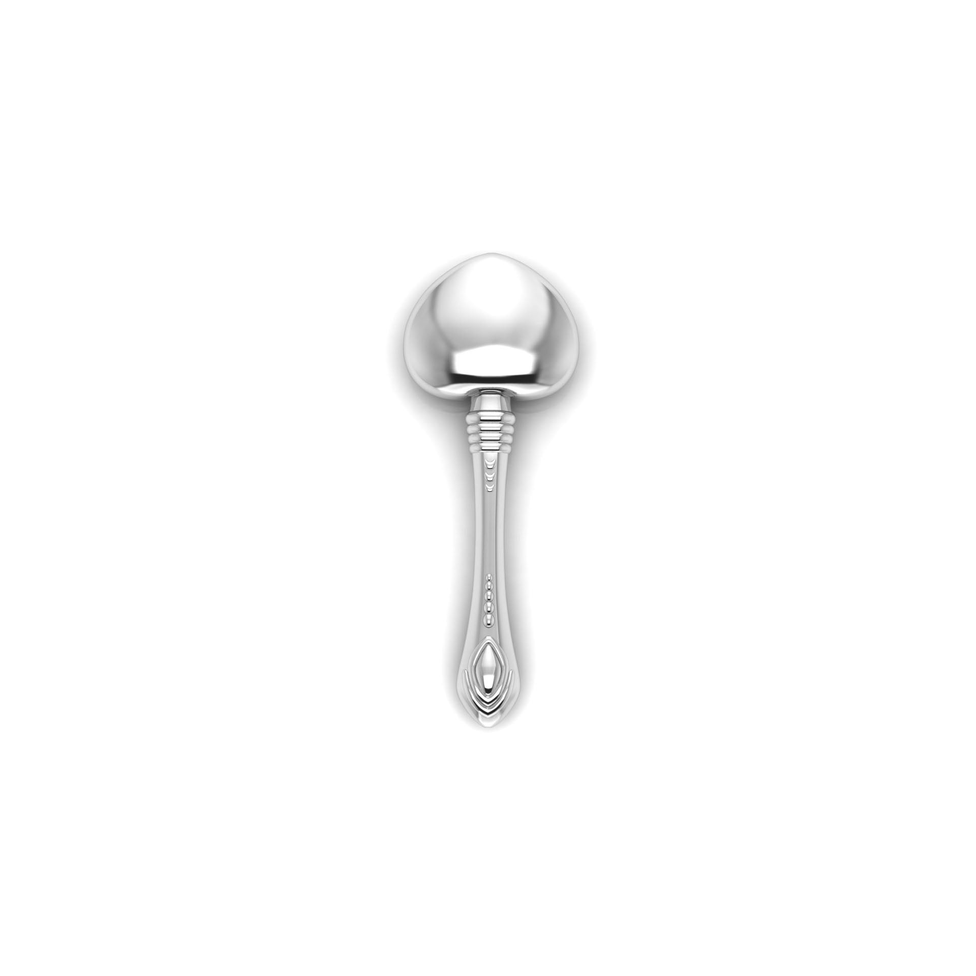 Sterling Silver Rattle - Heart Stick